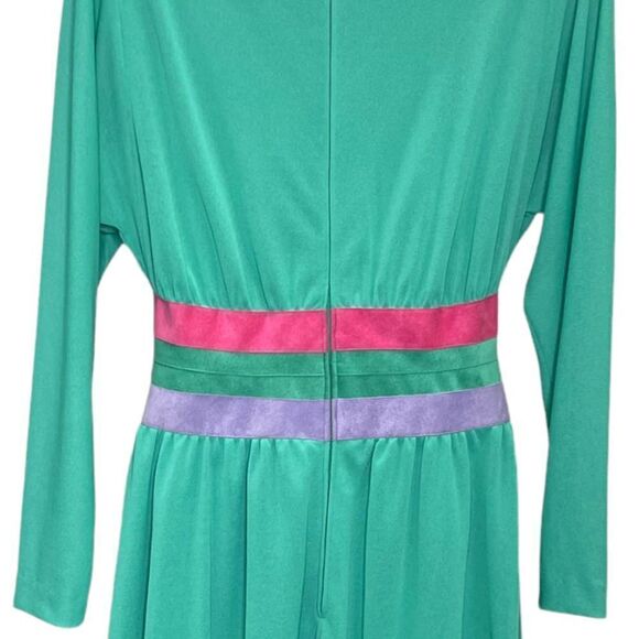 Vintage 70’s Jerry Silverman by Saulino Midi Dress Size Medium Green - Picture 4 of 7